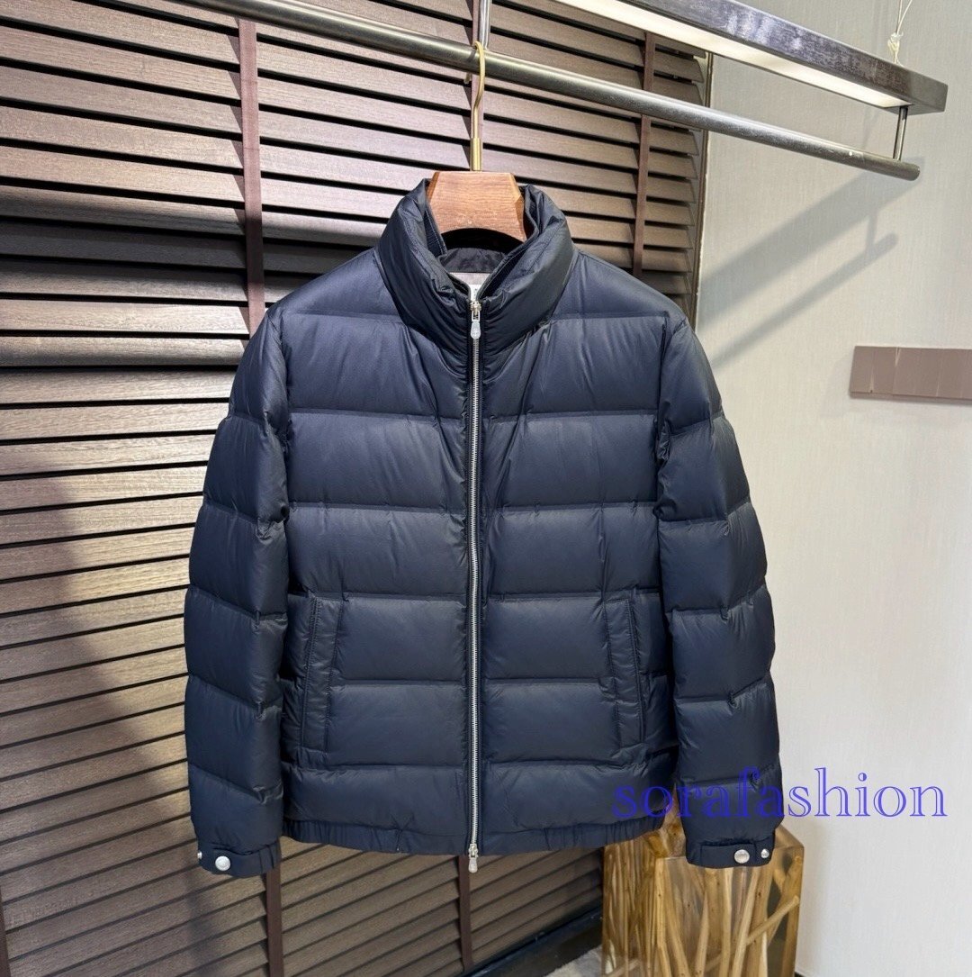 BRUNELLO CUCINELLI ブルネロ クチネリ メンズダウンジャケット ネイビー 50サイズ ジップアップブルゾン ダウンアウター 保温 防風 冬物拍卖