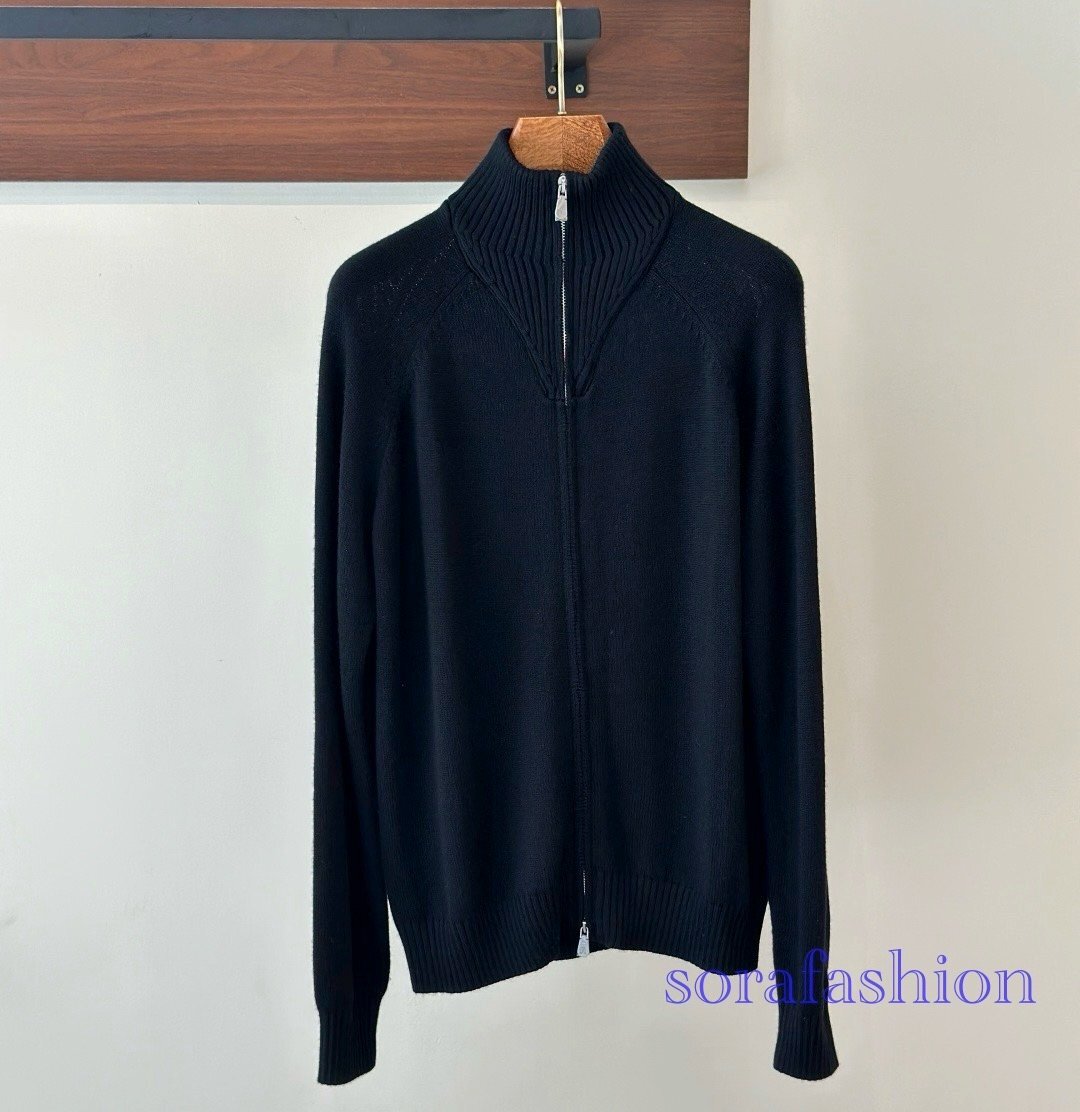 BRUNELLO CUCINELLI ブルネロ クチネリ メンズニットジャケット ブラック L ジップアップ カーディガン アウター ニットセーター ウール拍卖