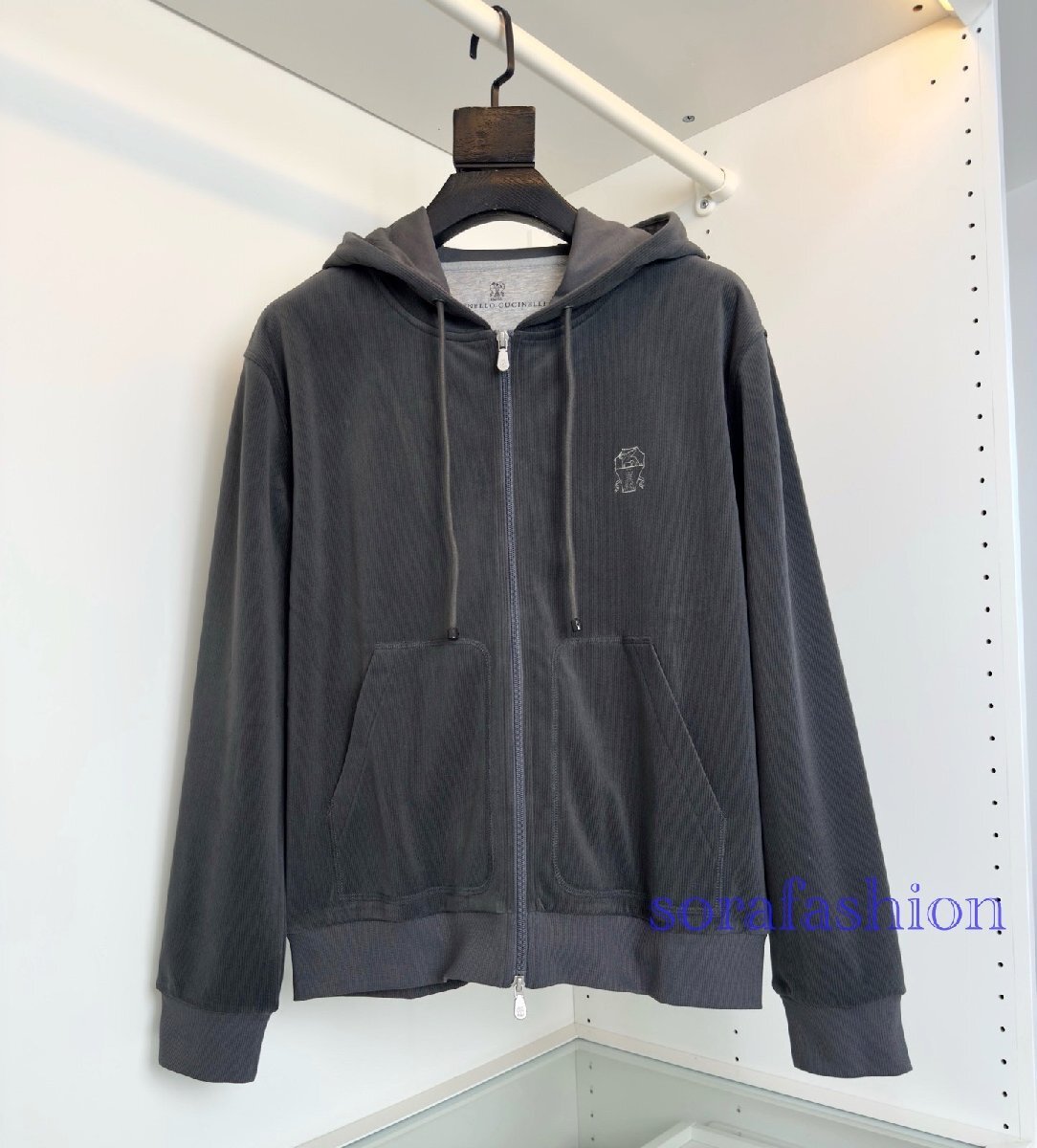 BRUNELLO CUCINELLIブルネロ クチネリ メンズジャケット ブルゾン ジップアップパーカー グレー L スウェット トップス アウター 裏起毛拍卖