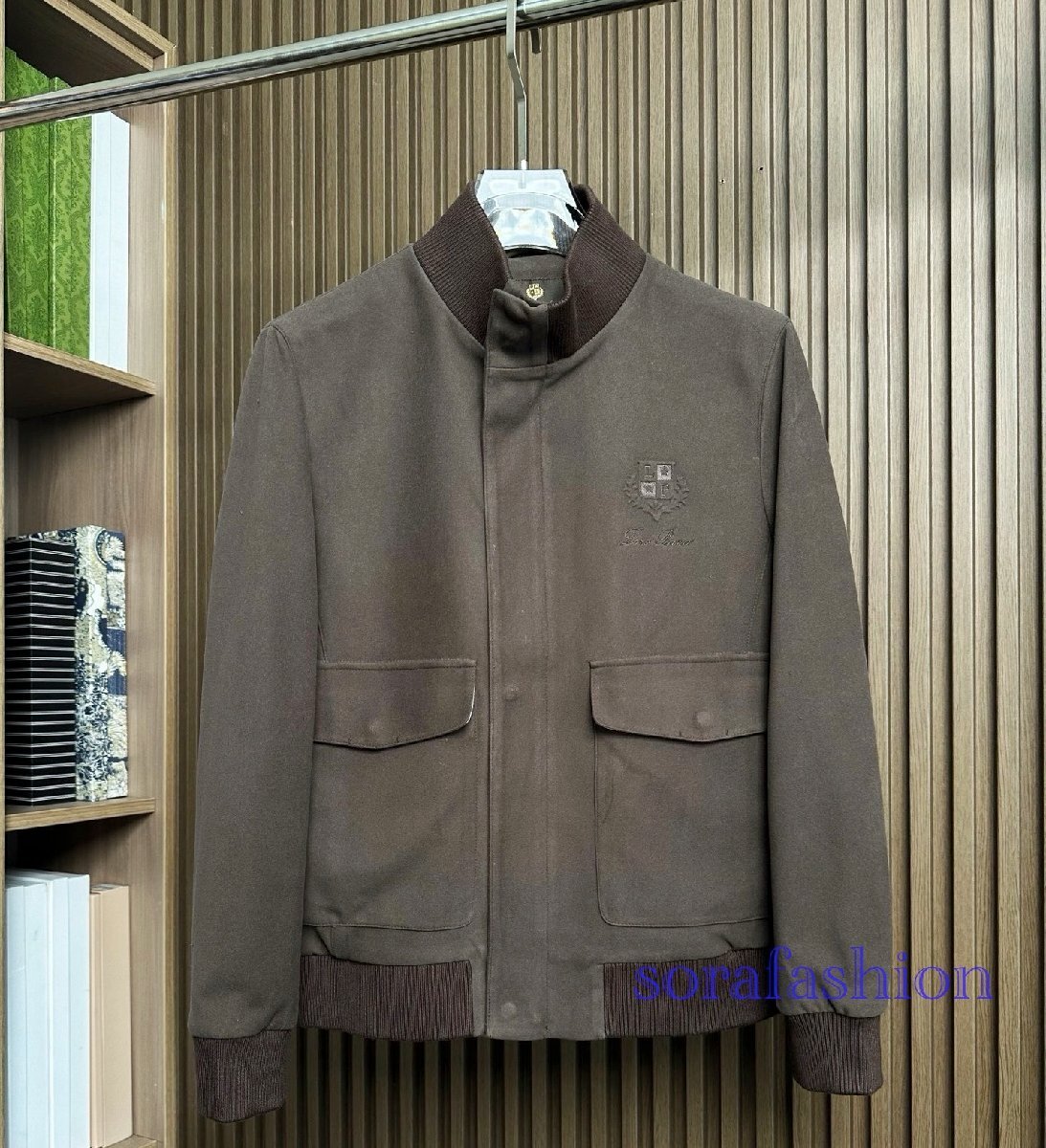 Loro Piana ロロピアーナ メンズジャケット ブルゾン コーヒー 3XLサイズ ジップアップ スカジャン アウター ジャンパー スエード 紳士服拍卖