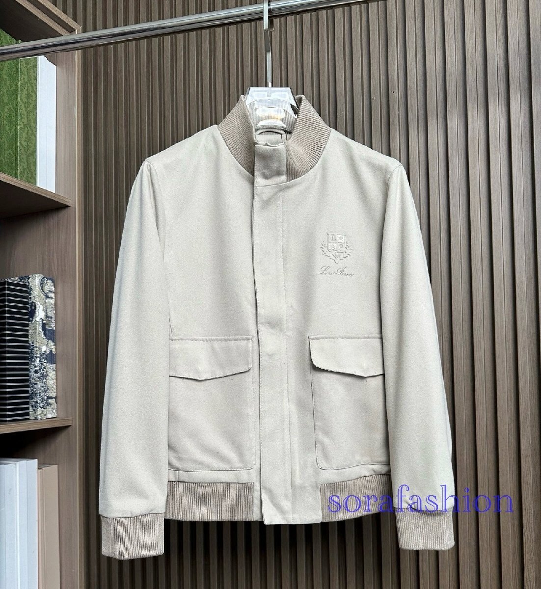 Loro Piana ロロピアーナ メンズジャケット ブルゾン ベージュ XLサイズ ジップアップ スカジャン アウター ジャンパー スエード 紳士服拍卖