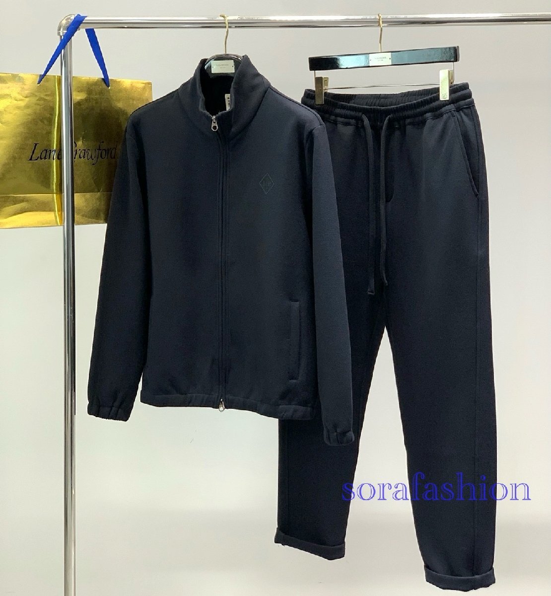 Loro Piana ロロピアーナ メンズ上下2点セット セットアップ ブラック L ジップアップパーカー ロングパンツ スウェットウェア スポーツ拍卖