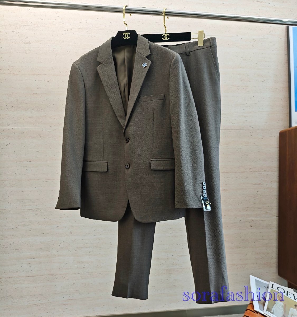 BRUNELLO CUCINELLI メンズフォーマルスーツ ビジネススーツセット 2XL テーラードジャケット 上下2点セット スラックス 紳士服 秋冬物拍卖