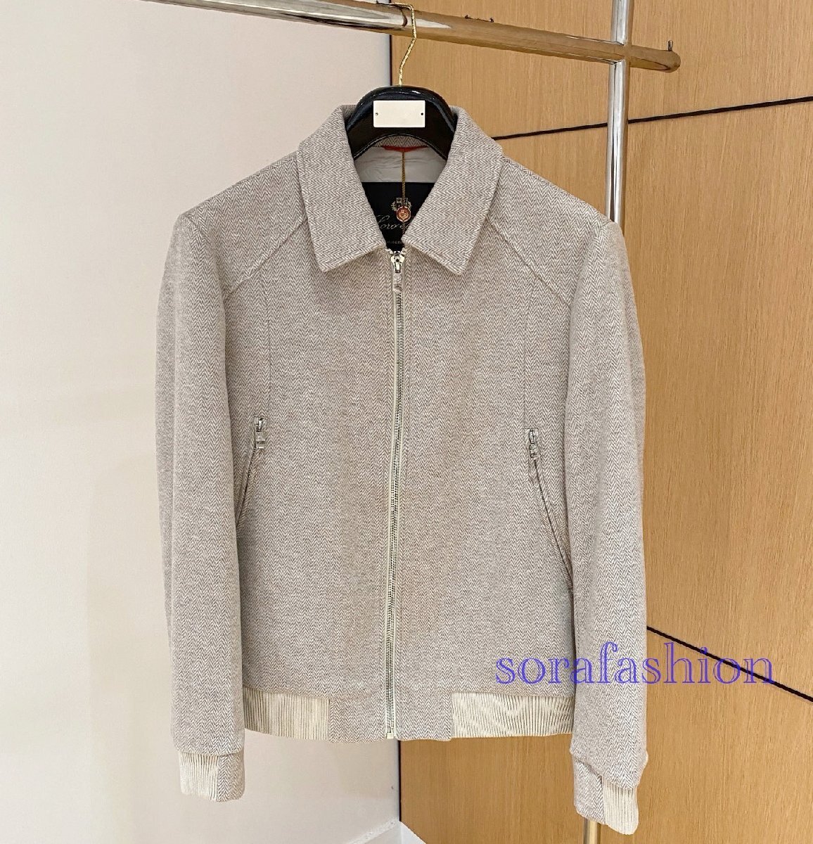 Loro Piana ロロピアーナ メンズジャケット ブルゾン ベージュ 48サイズ ジップアップ コート スカジャン アウター 長袖 ジャンパー 秋冬拍卖