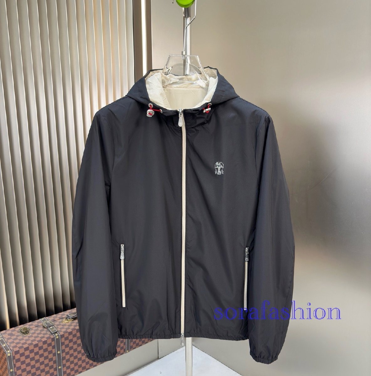 BRUNELLO CUCINELLI ブルネロ クチネリ メンズ防風ジャケット マウンテンパーカー ブルゾン ブラック L ジップアップ アウター 防風 秋物拍卖