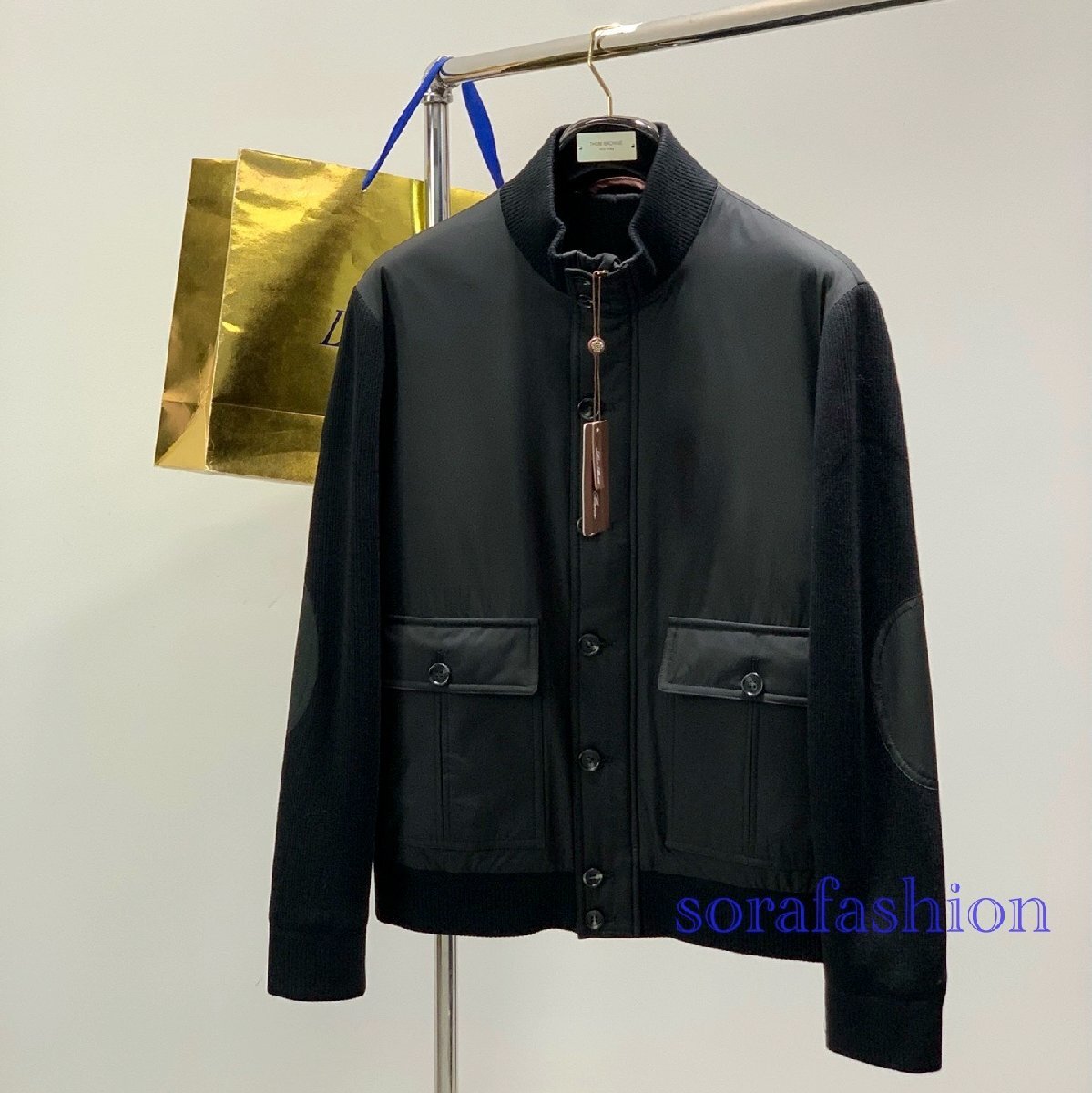 Loro Piana ロロピアーナ メンズジャケット ブルゾン ブラック 52サイズ ニット切替 トップス スカジャン アウターコート ジャンパー 秋冬拍卖