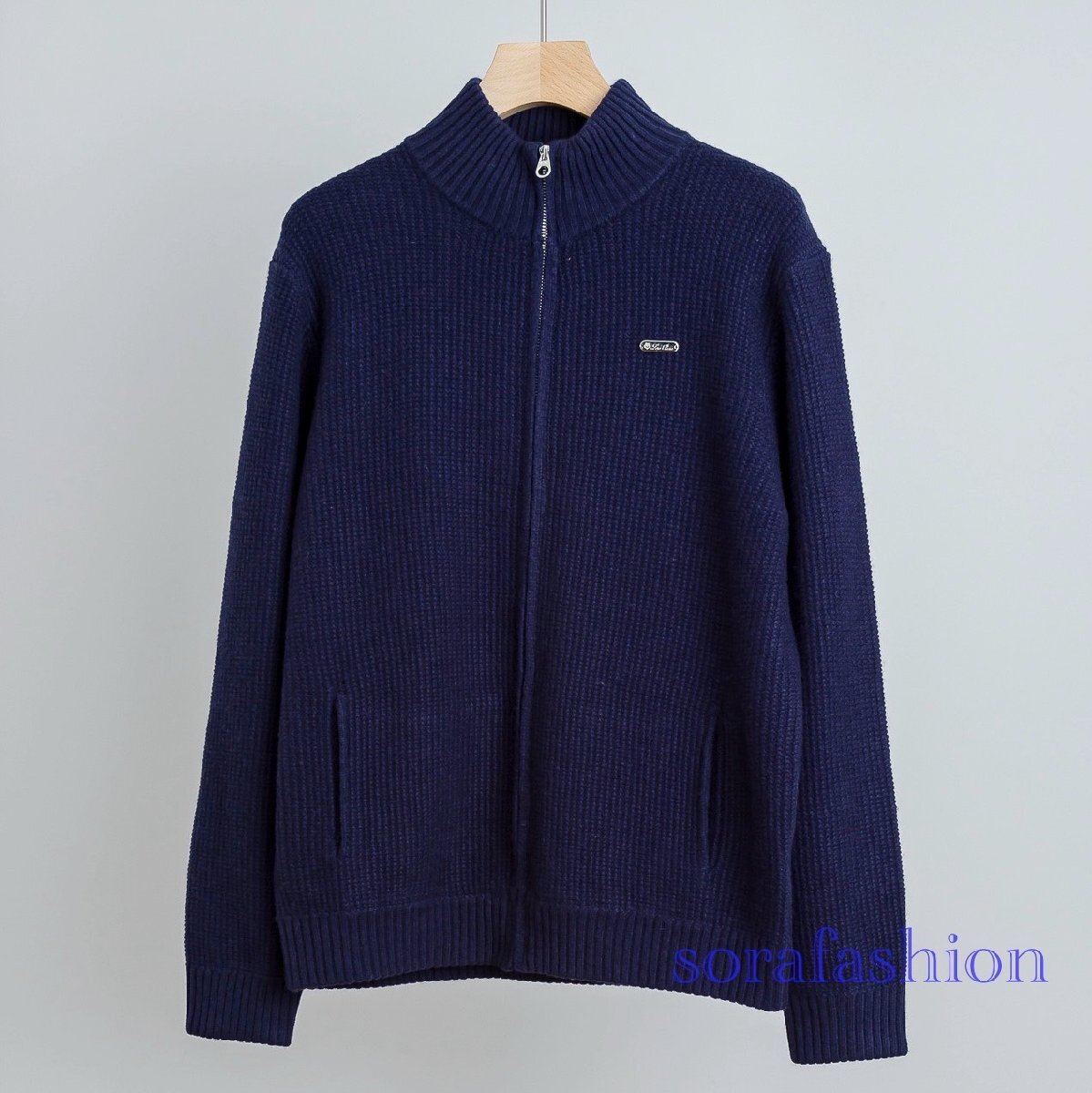 Loro Piana ロロピアーナ メンズニットカーディガン ネイビー XLサイズ ジップアップジャケット アウター ニットセーター 立襟 ウール 秋冬拍卖