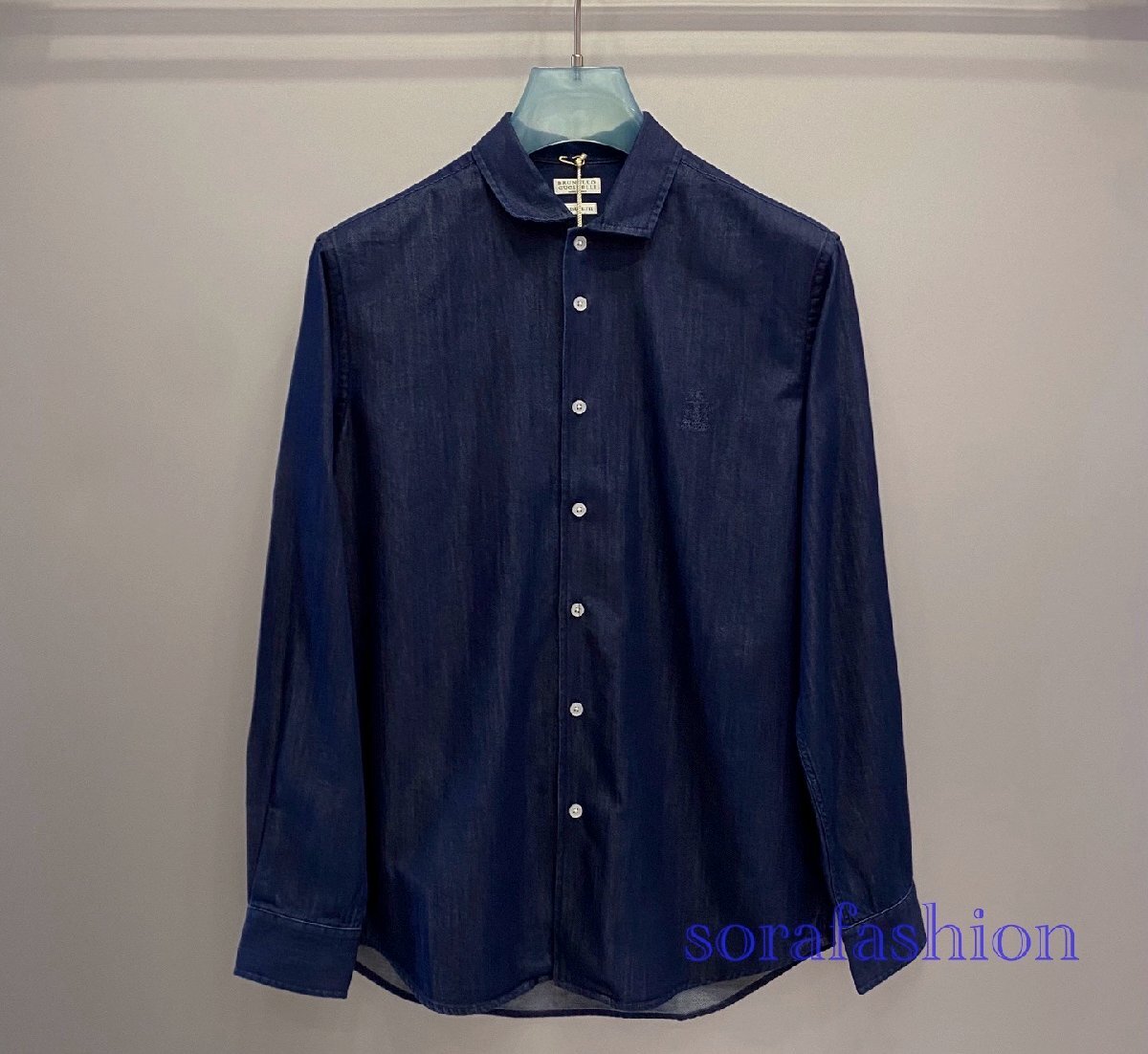 BRUNELLO CUCINELLIブルネロ クチネリ メンズデニムシャツ 長袖シャツ トップス カジュアルシャツ 2XLサイズ 紳士服 コットン シンプル拍卖
