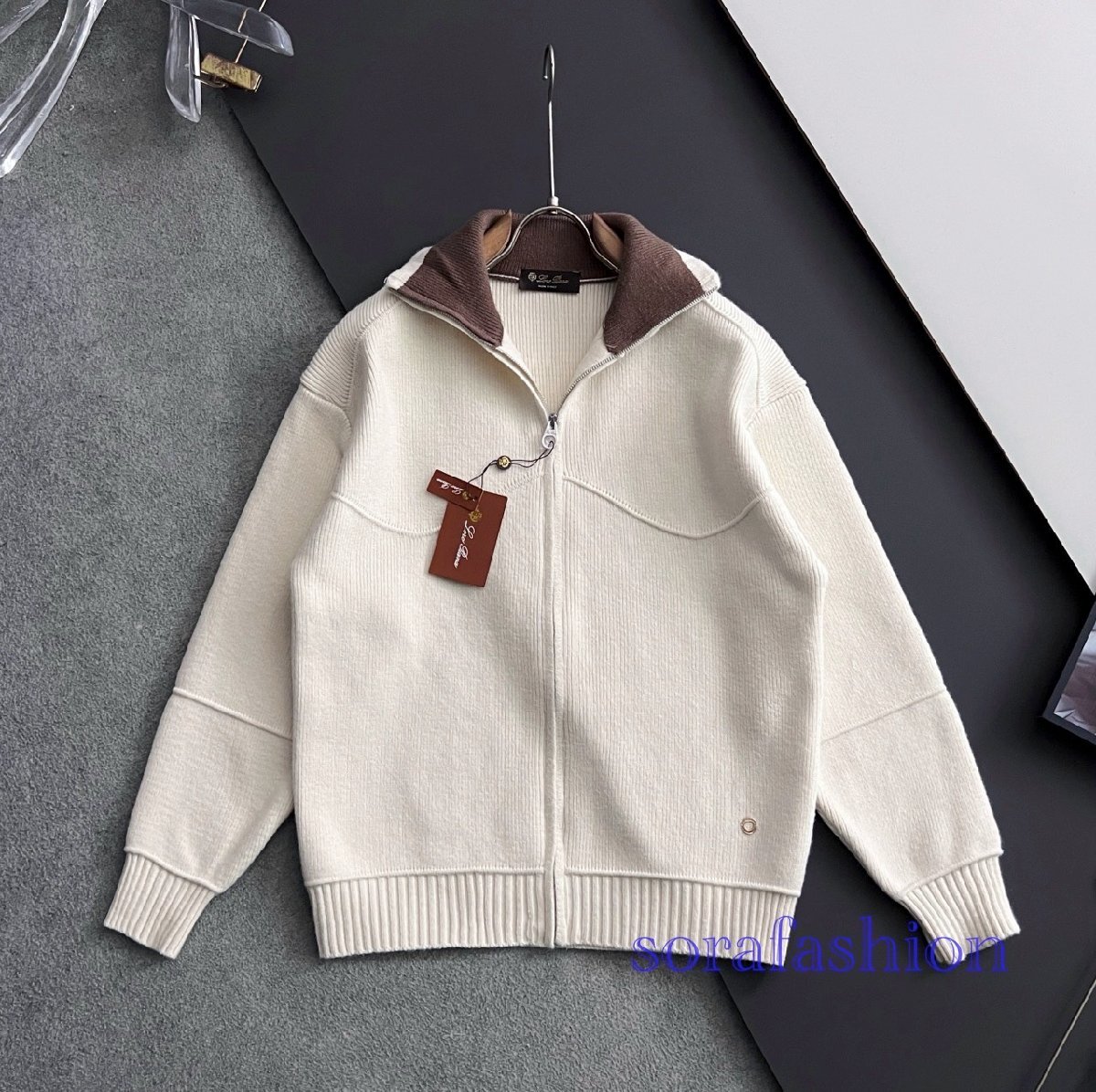 Loro Piana ロロピアーナ メンズニットジャケット カーディガン ニットセーター ホワイト 2XL ジップアップ アウター 立襟 ウール 秋冬拍卖
