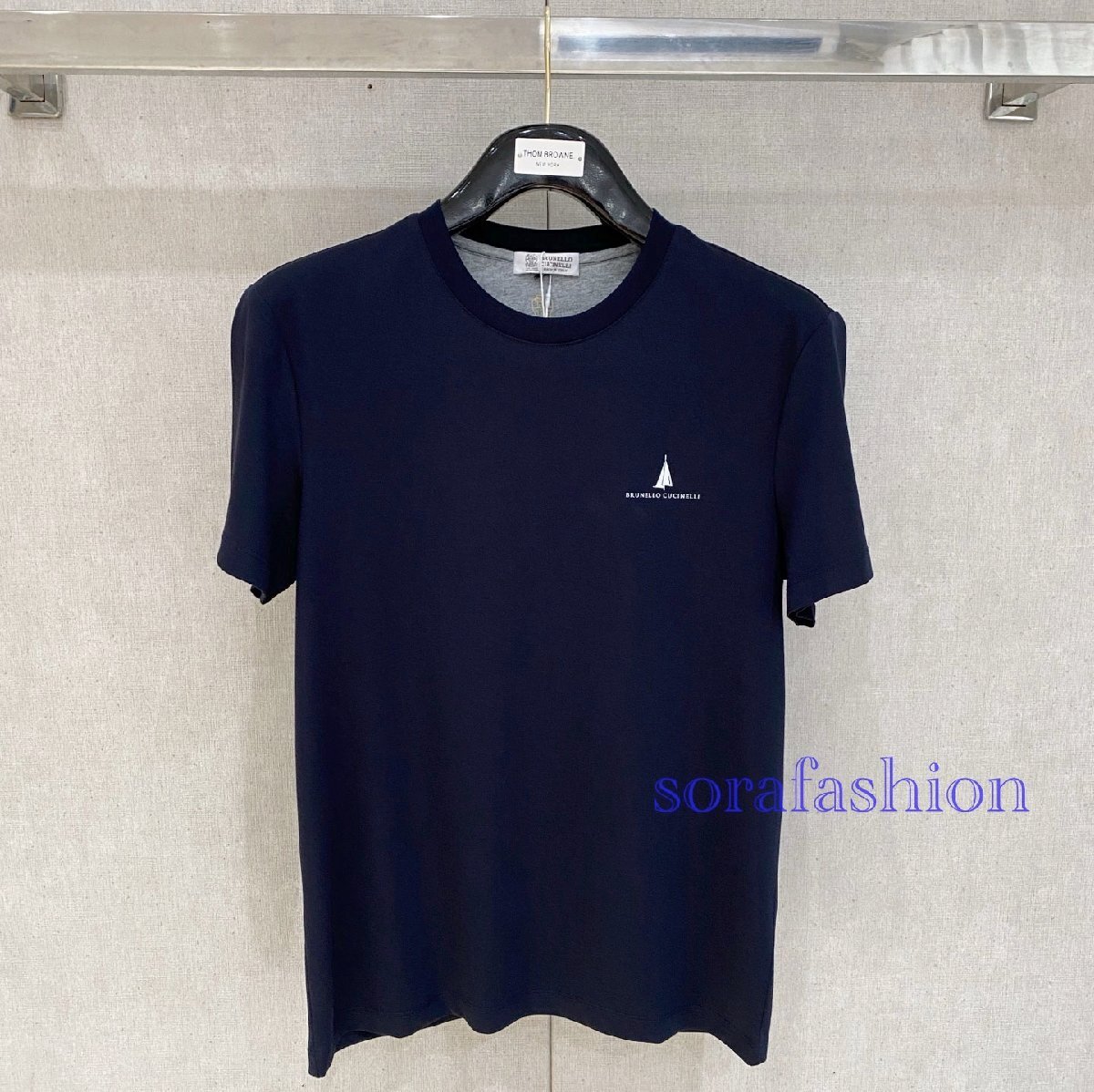 BRUNELLO CUCINELLI(ブルネロ クチネリ) メンズ半袖T-シャツ クルーネック ネイビー XLサイズ トップス カットソー 綿 丸首 紳士服 夏物拍卖