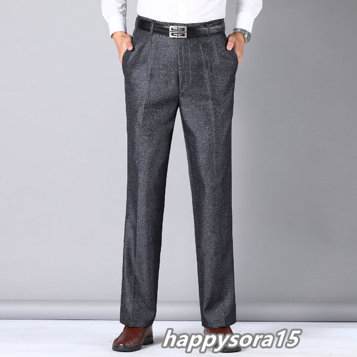 ビジネスパンツ メンズ スラックス スリム 春夏 カジュアル 通勤 無地 紳士 グレー 34拍卖