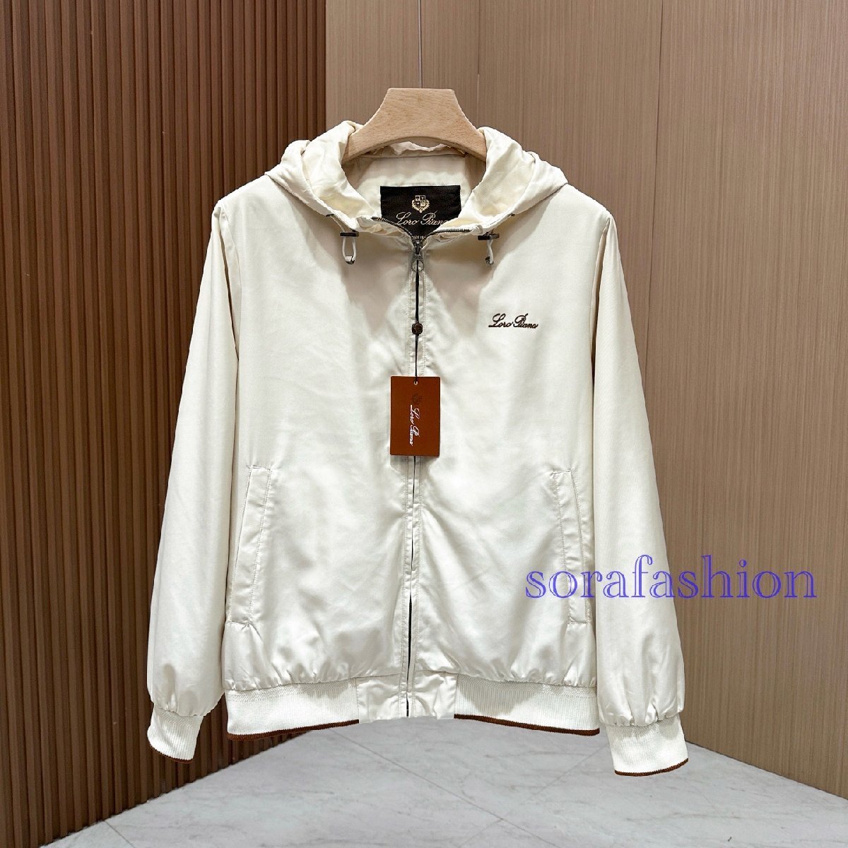 Loro Piana ロロピアーナ ブルネロ クチネリ メンズマウンテンパーカー ジャケット ブルゾン ホワイト L ジップアップ アウター 防風 秋物拍卖