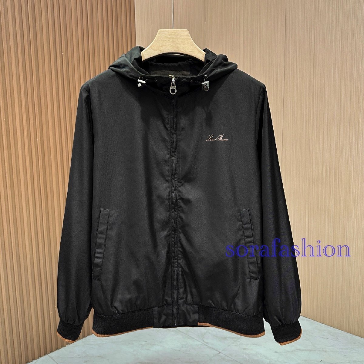 Loro Piana ロロピアーナ ブルネロ クチネリ メンズマウンテンパーカー ジャケット ブルゾン ブラック XL ジップアップ アウター 防風 秋物拍卖