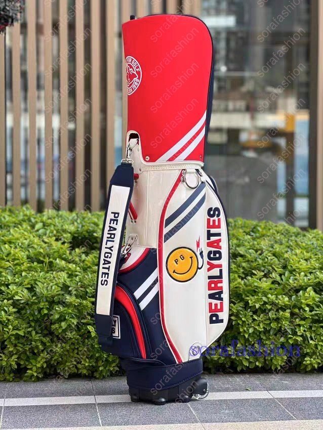 美品 パーリーゲイツ ゴルフバッグ キャディバッグ  キャスター付き 約4.1kg 5分割 レッド拍卖