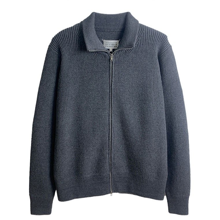 Maison Margiela ドライバーズニット ニットセーター カーディガン ジップアップ アウター メンズ レディース 男女兼用 ダークグレー XL拍卖