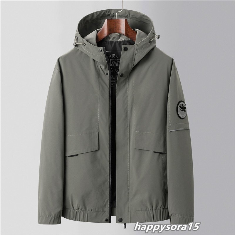 パーカー メンズ マウンテンパーカー ジャケット ウィンドブレーカー 薄手 ジャンパー 長袖 ジップアップ アウター  グリーン 4XL拍卖