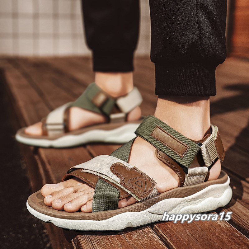 ビーチサンダル メンズ サンダル スポーツ コンフォートサンダル 歩きやすい おしゃれ カジュアル 紳士用 夏 カーキ 24.5cm拍卖