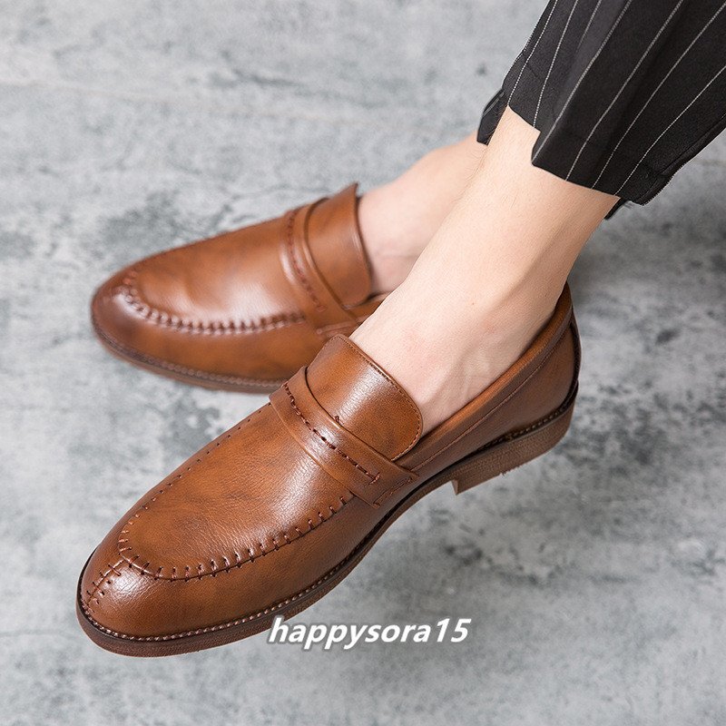 ローファー メンズ スリッポン ビジネスシューズ スニーカー ドライビングシューズ ローカット カジュアル ブラウン 27.5cm拍卖