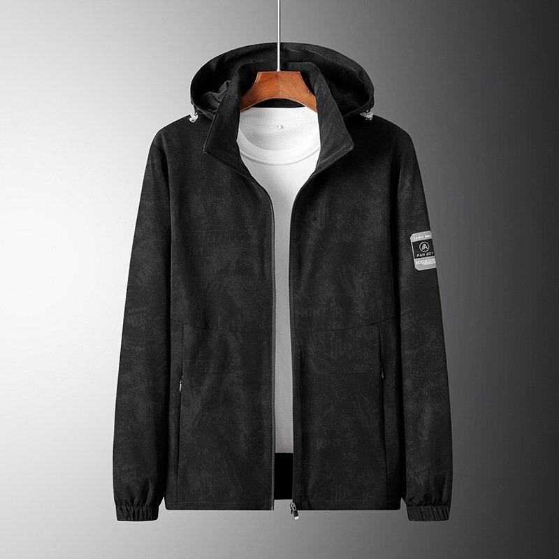 パーカー メンズ ジャケット マウンテンパーカー  ウィンドブレーカー ジャンパー 長袖 ジップアップ アウター 22158ブラック XL拍卖