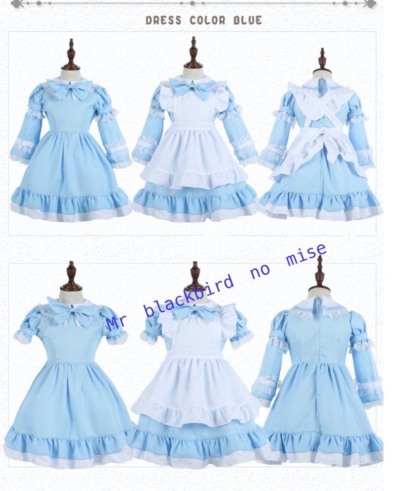 メイド服 コスプレ衣装 ハロウィン コスチューム 仮装 不思議の国のアリス ドレス お化け 変装 アリス風 5点セット 子供用 XL ブルー拍卖