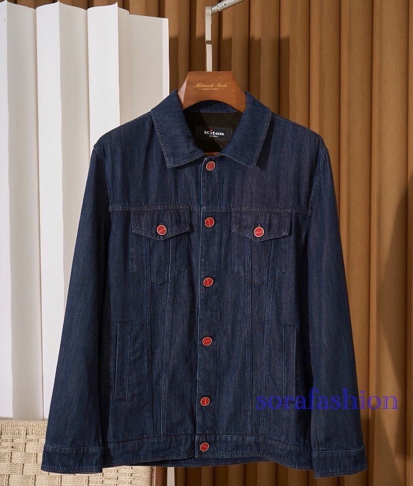 KITON キトン メンズデニムジャケット ブルゾン ミリタリー ジージャン ネイビー 54サイズ ジャンパー 紳士服 アウター アウトドア 綿拍卖