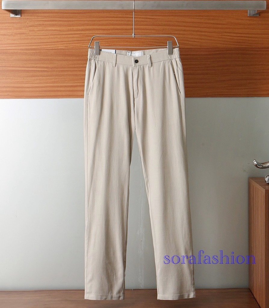 BRUNELLO CUCINELLI ブルネロ クチネリ メンズリネンスラックスパンツ W32 ベージュ 長ズボン フォマールスーツ ロング丈 カジュアル 麻拍卖