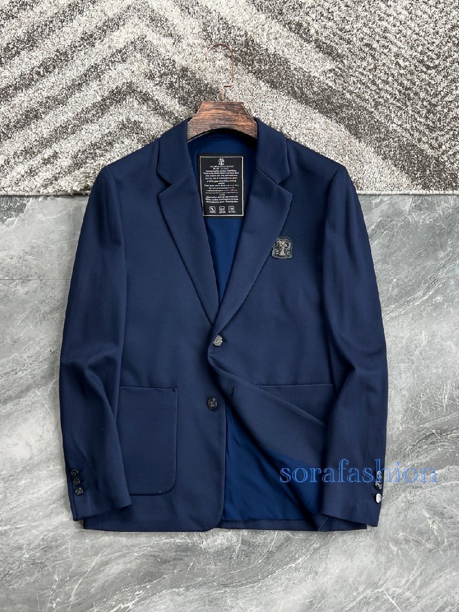BRUNELLO CUCINELLI ブルネロ クチネリ メンズテーラードジャケット ブレザー ビジネススーツ ネイビー 54 長袖 フォーマル 紳士服 スーツ拍卖