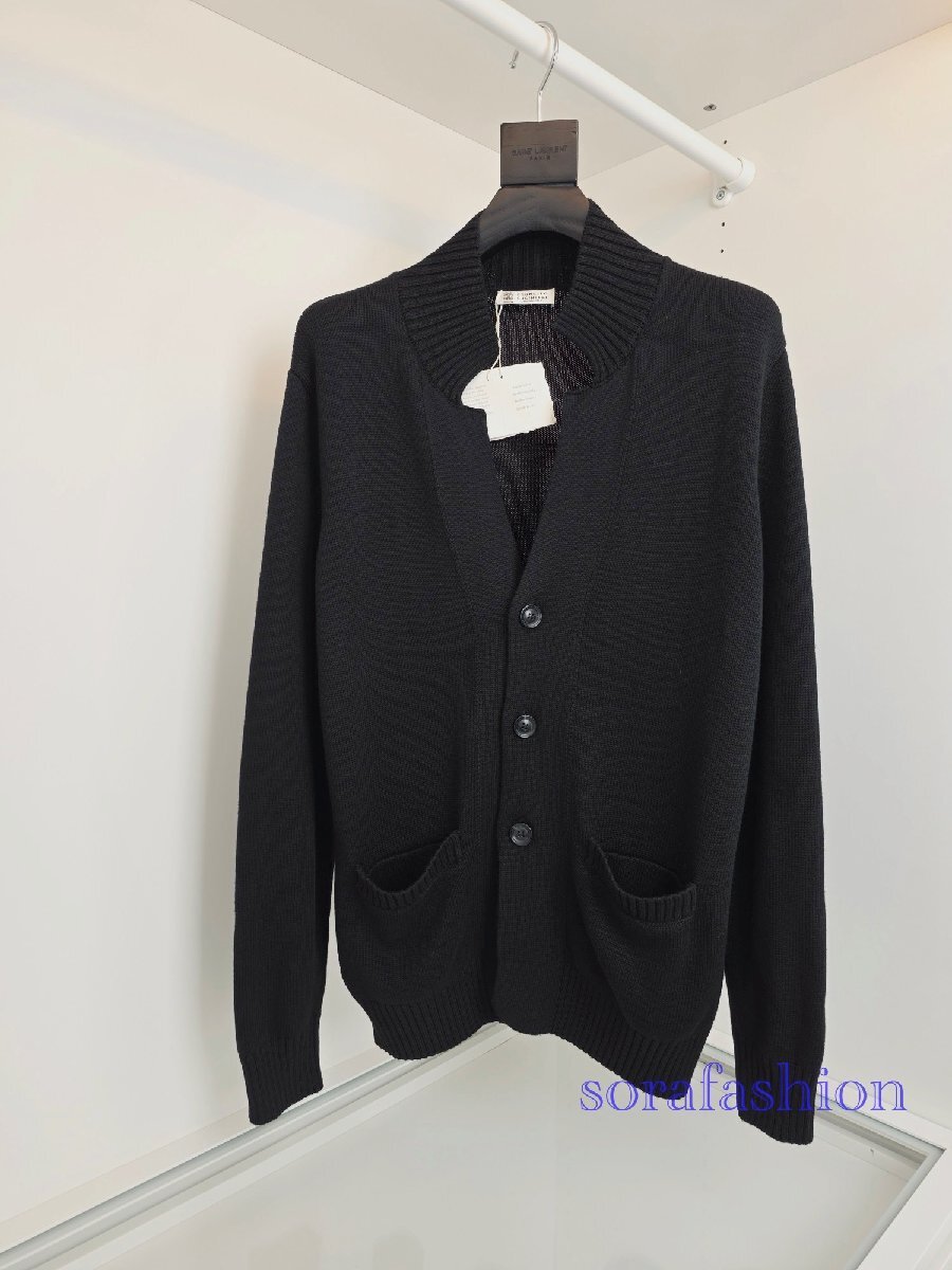 BRUNELLO CUCINELLI ブルネロ クチネリ メンズニットカーディガン 羽織 ニットセーター ブラック 2XL アウター ジャケット V襟 ウール 長袖拍卖