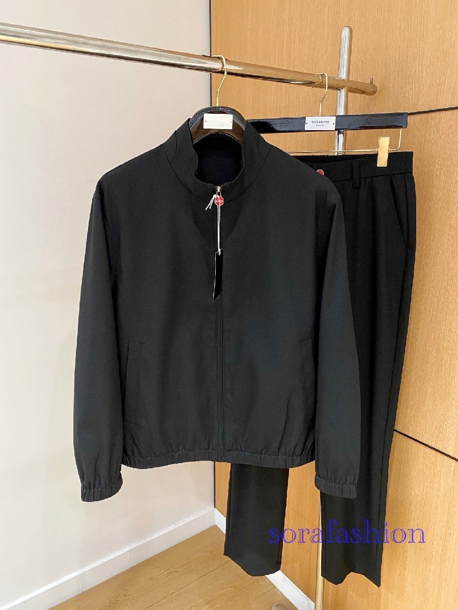 KITON キトン メンズセットアップ 上下2点セット ブラック XL ジップアップジャケット ブルゾン ロングパンツ スラックス スーツ 紳士服拍卖