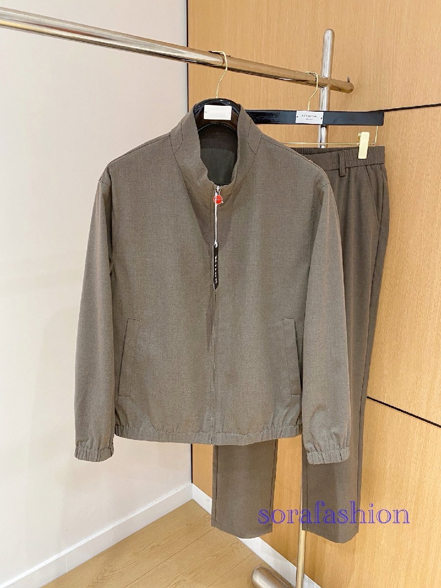 KITON キトン メンズセットアップ 上下2点セット ブラウン L ジップアップジャケット ブルゾン ロングパンツ スラックス スーツ 紳士服拍卖