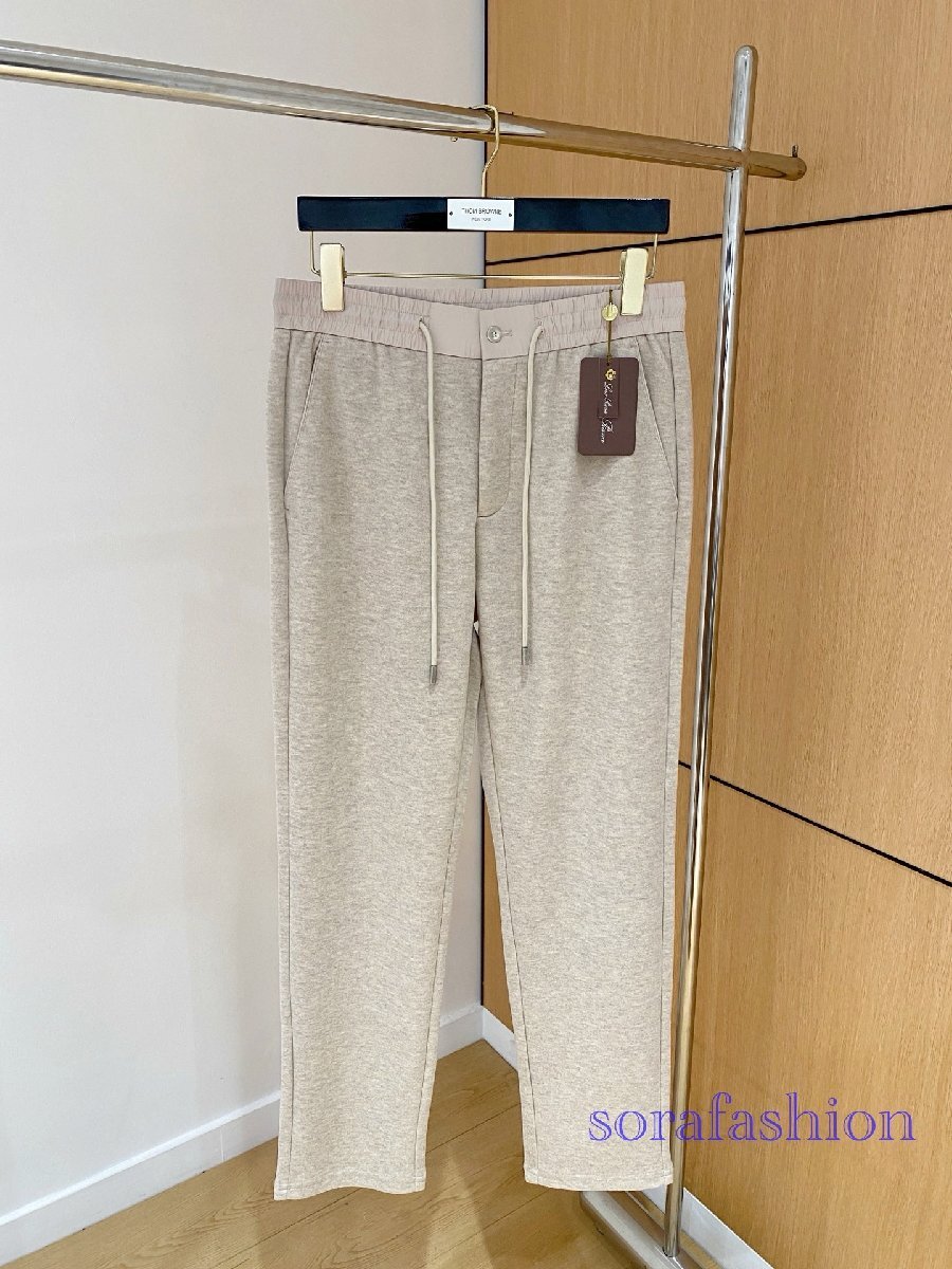 Loro Piana ロロピアーナ メンズパンツ ロングパンツ カーキ 48サイズ カジュアル ボトムズ 長ズボン ゴムウエスト スウェット 綿 紳士服拍卖