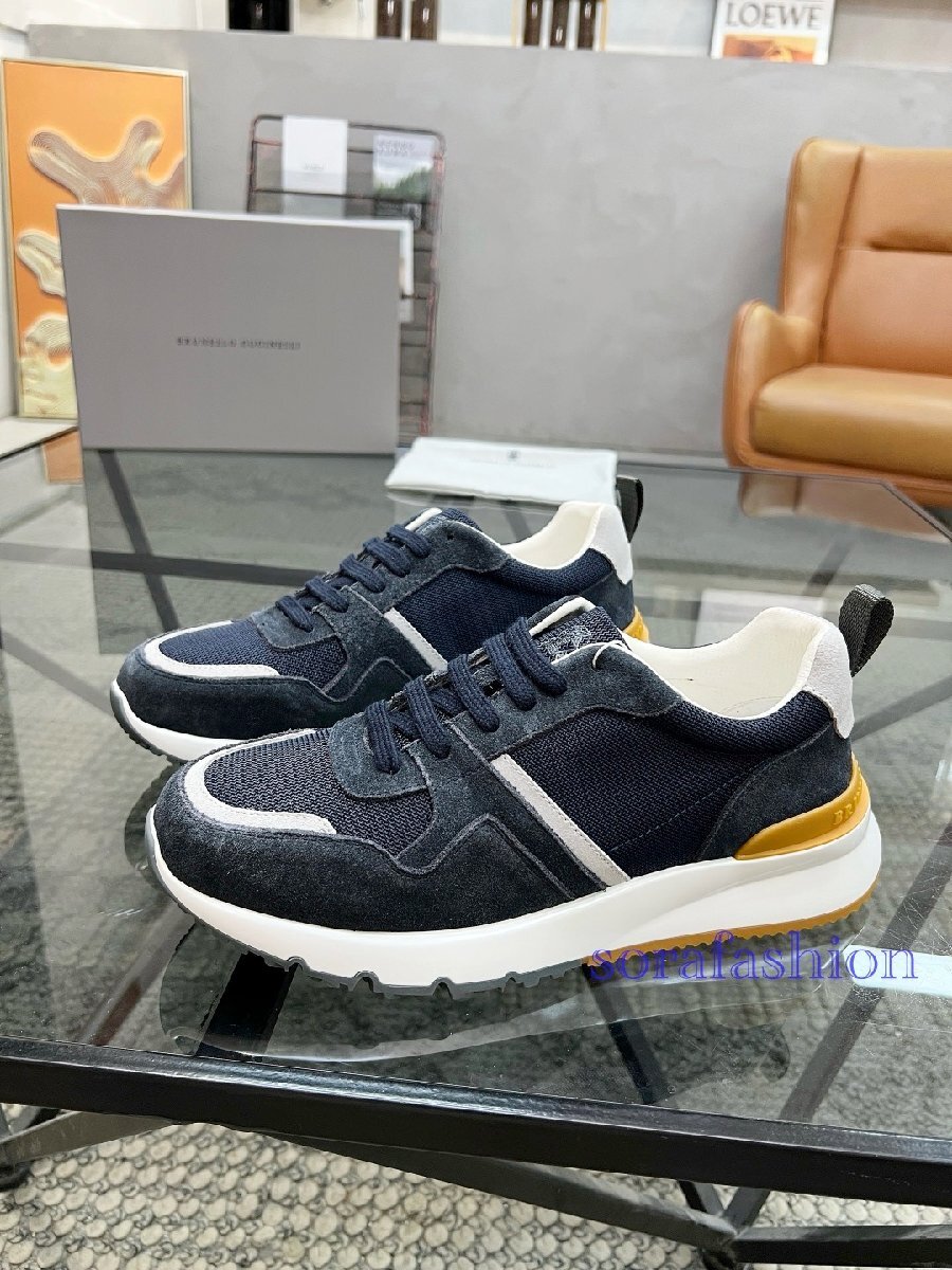 BRUNELLO CUCINELLI ブルネロ クチネリ メンズスニーカー ウォーキングシューズ EU44 ネイビー ローカット スエード 本革 スポーツ靴拍卖