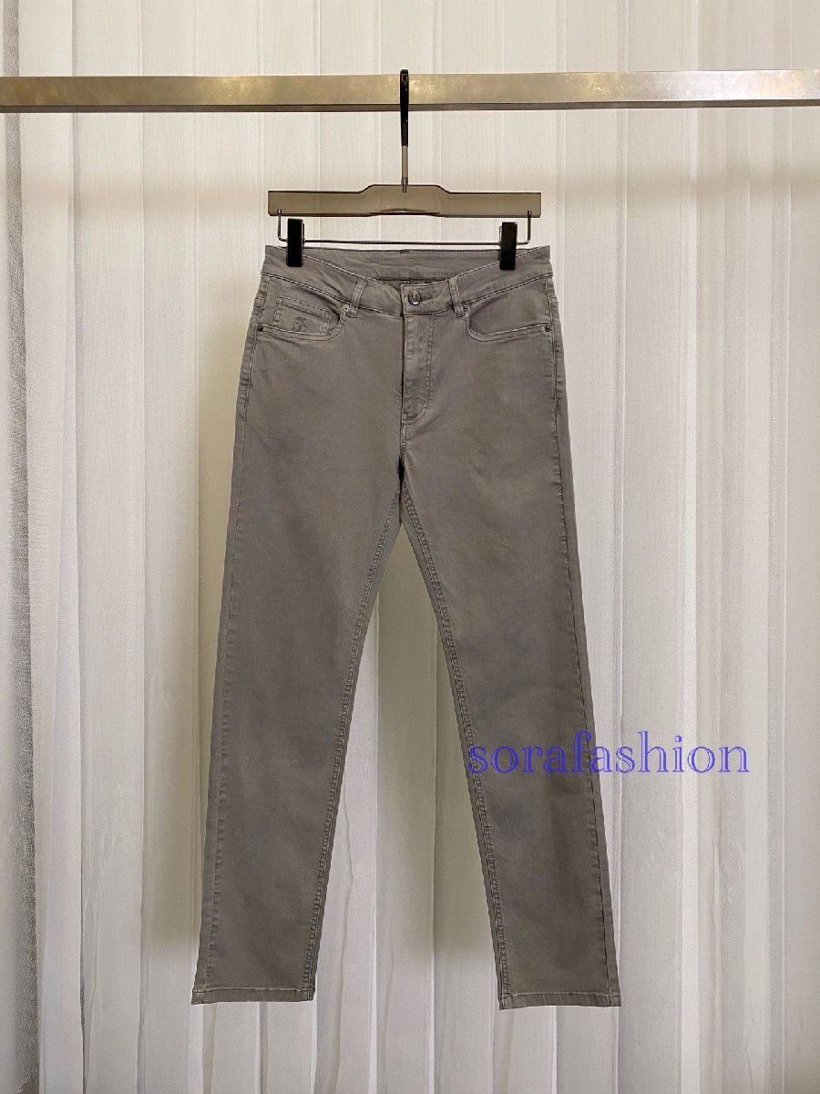 BRUNELLO CUCINELLI ブルネロ クチネリ メンズデニムパンツ ジーンズ ロング丈 ボトムス グレー W30 長ズボン ウォッシュ加工 綿・シルク拍卖