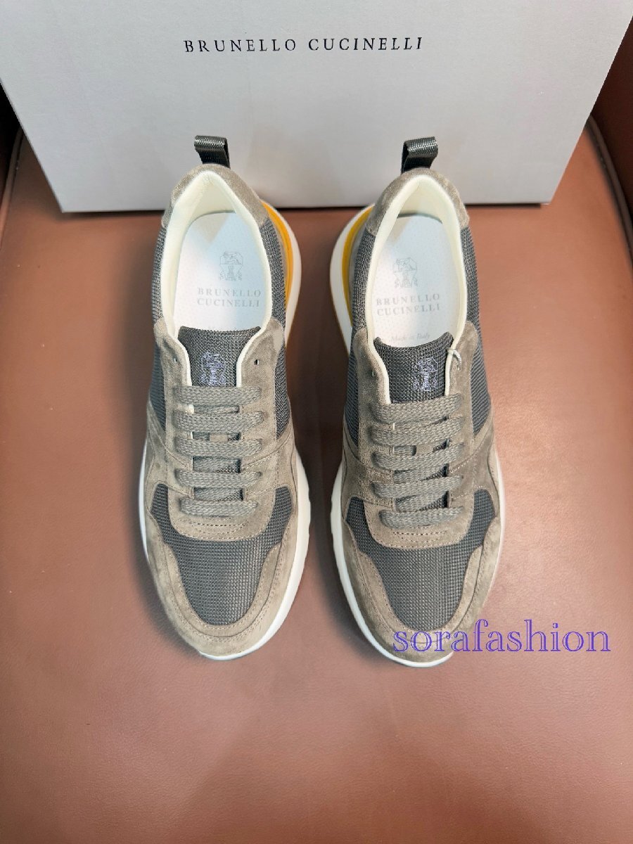 BRUNELLO CUCINELLI ブルネロ クチネリ メンズスニーカー ウォーキングシューズ EU42 カーキ ローカット スエード 本革 スポーツ靴拍卖