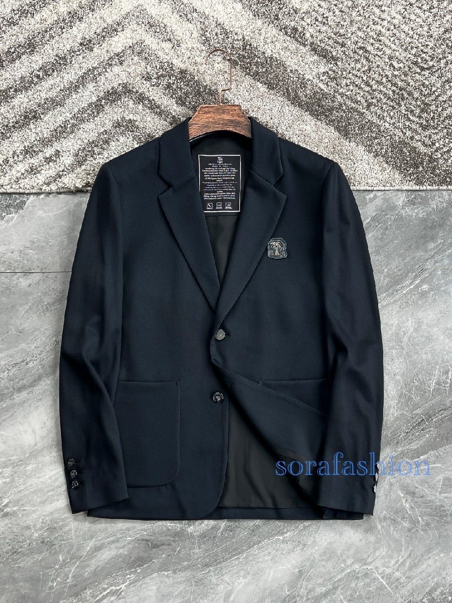 BRUNELLO CUCINELLI ブルネロ クチネリ メンズテーラードジャケット ブレザー ビジネススーツ ブラック 52 長袖 フォーマル 紳士服 スーツ拍卖