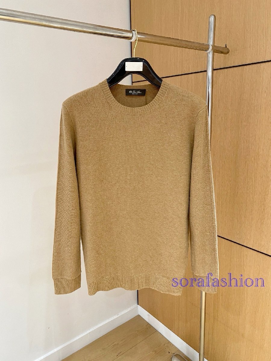 Loro Piana ロロピアーナ メンズニットT-シャツ ニットセーター ブラウン 48サイズ トップス ウール 紳士服 秋冬物 ニットカットソー 長袖拍卖