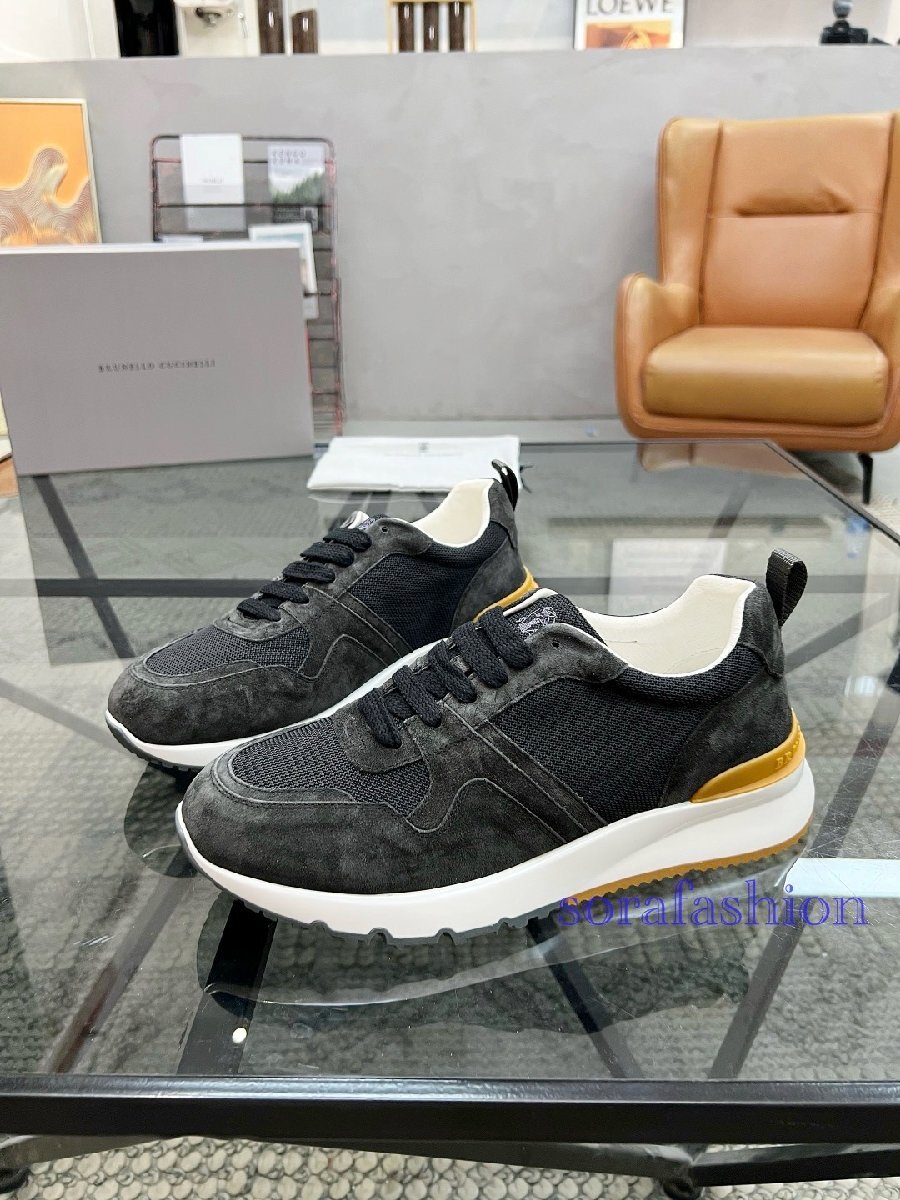 BRUNELLO CUCINELLI ブルネロ クチネリ メンズスニーカー ウォーキングシューズ EU43 ダークグレー ローカット スエード 本革 スポーツ靴拍卖