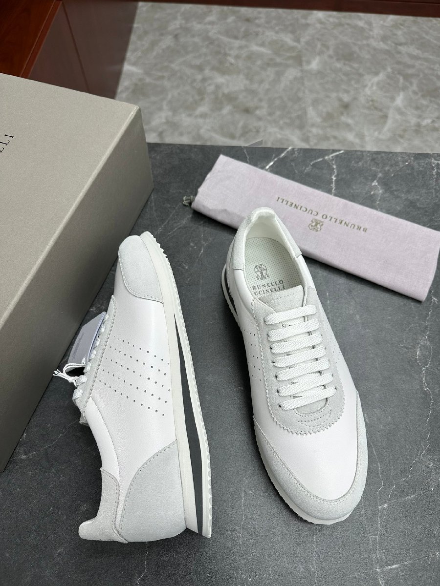 BRUNELLO CUCINELLI ブルネロ クチネリ メンズスニーカー ウォーキングシューズ ローカット 靴 スエード 本革 スポーツ EU40 ホワイト拍卖