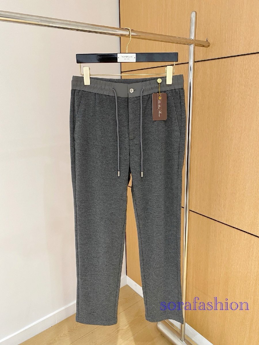Loro Piana ロロピアーナ メンズパンツ ロングパンツ グレー 50サイズ カジュアル ボトムズ 長ズボン ゴムウエスト スウェット 綿 紳士服拍卖
