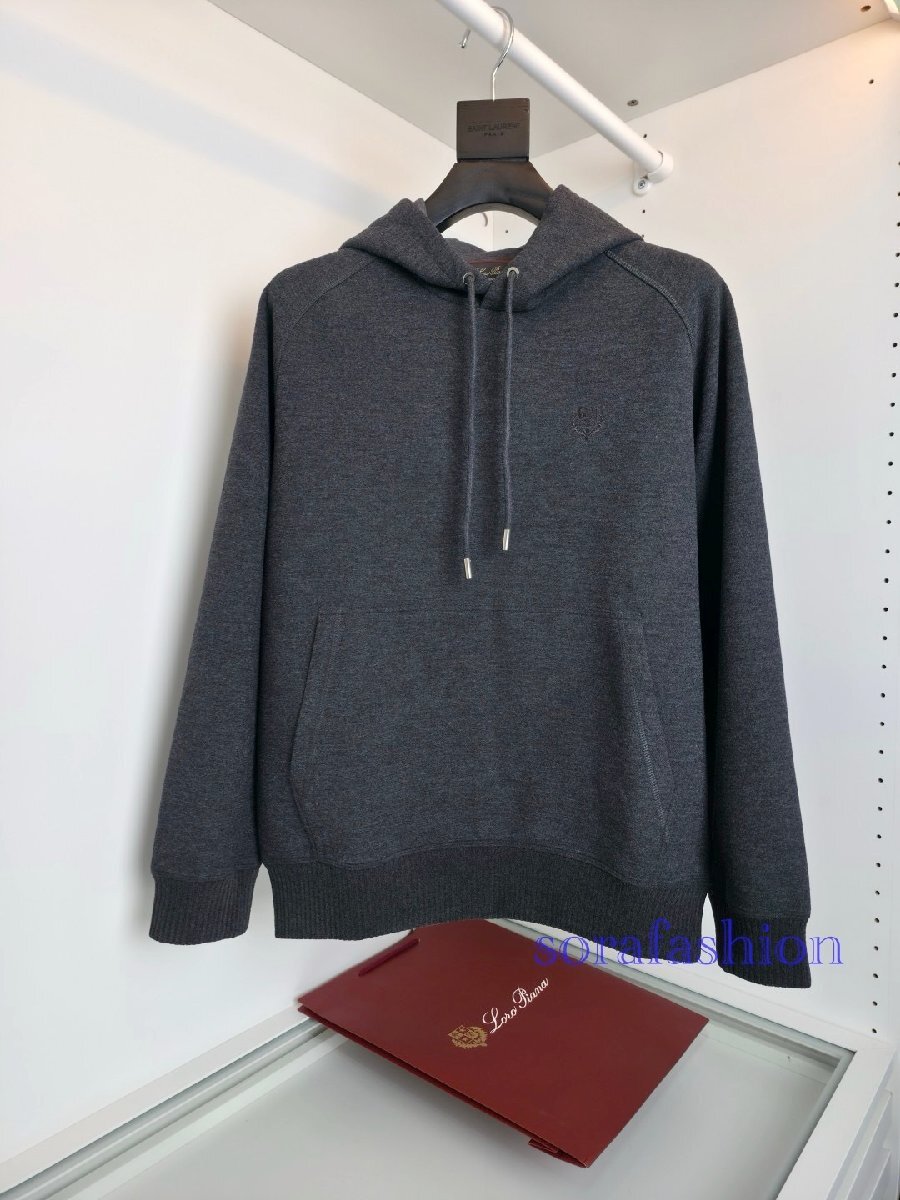Loro Piana ロロピアーナ メンズパーカー プルオーバー グレー Lサイズ トップス フード付 長袖 スウェットウェア ウール カットソー 秋冬拍卖