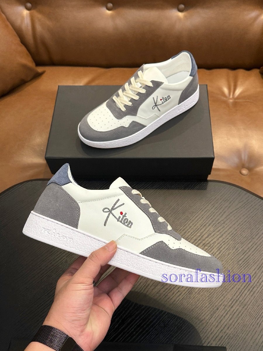KITON キトン メンズスニーカー ウォーキングシューズ EU39 グレー ローカット スエード 本革 スポーツ靴 カジュアル ランニングシューズ拍卖
