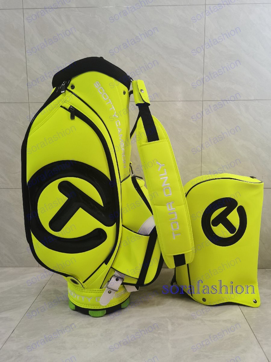 美品 スコッティ キャメロン タイトリスト ゴルフバッグ キャディバッグ 9型 約5kg  6分割 合成皮革 イエロー 黒サークルT拍卖