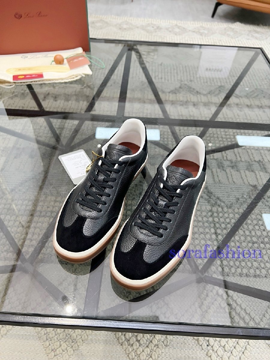 Loro Piana ロロピアーナ メンズスニーカー ウォーキングシューズ Tennis Walk 靴 EU41サイズ ブラック スエード 本革 ローカット 箱付け拍卖
