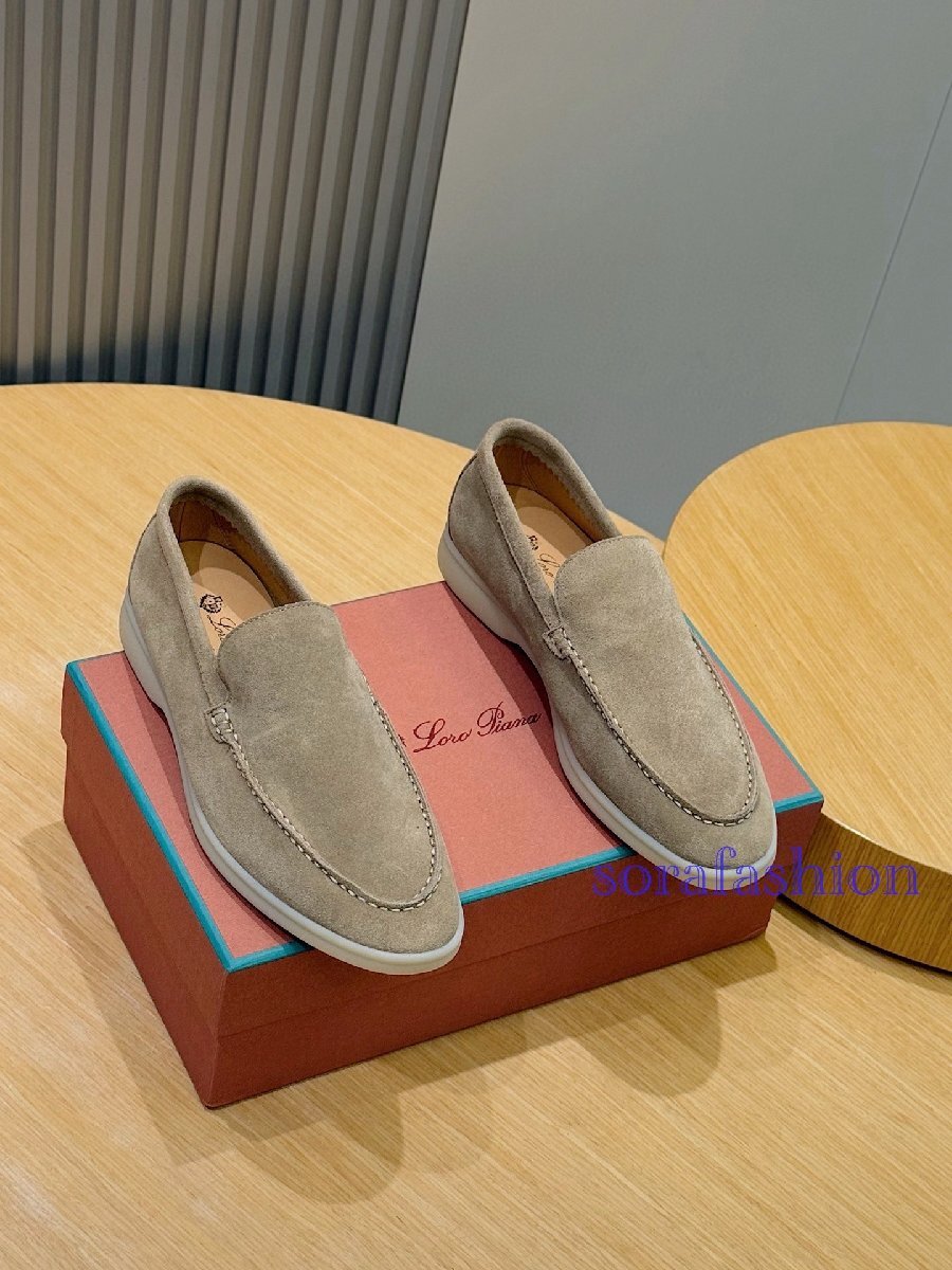 Loro Piana ロロピアーナ メンズスリッポン ローファー スニーカー 靴 キャメル EU43サイズ 本革 スエード ドライビングシューズ 柔らか拍卖