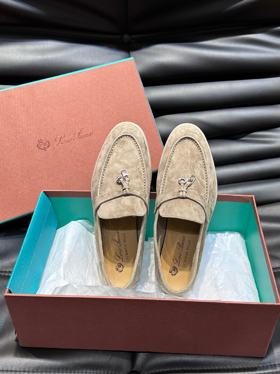 Loro Piana ロロピアーナ メンズスリッポン ローファー スニーカー 靴 EU41サイズ ブラウン ドライビングシューズ 本革 スエード拍卖