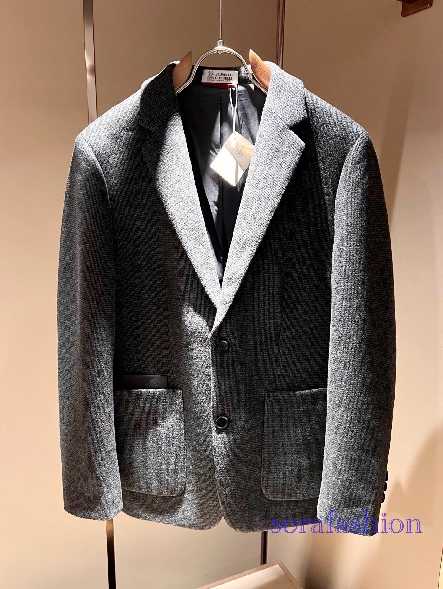 BRUNELLO CUCINELLI ブルネロ クチネリ メンズテーラードジャケット ブレザー ビジネススーツ グレー XLサイズ ウール フォーマル 紳士服拍卖