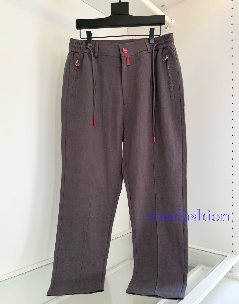 KITON キトン メンズリネンパンツ カジュアルパンツ ロングパンツ L ブラウン 長ズボン スラックス ストレートパンツ 紳士服 麻 吸湿速乾拍卖