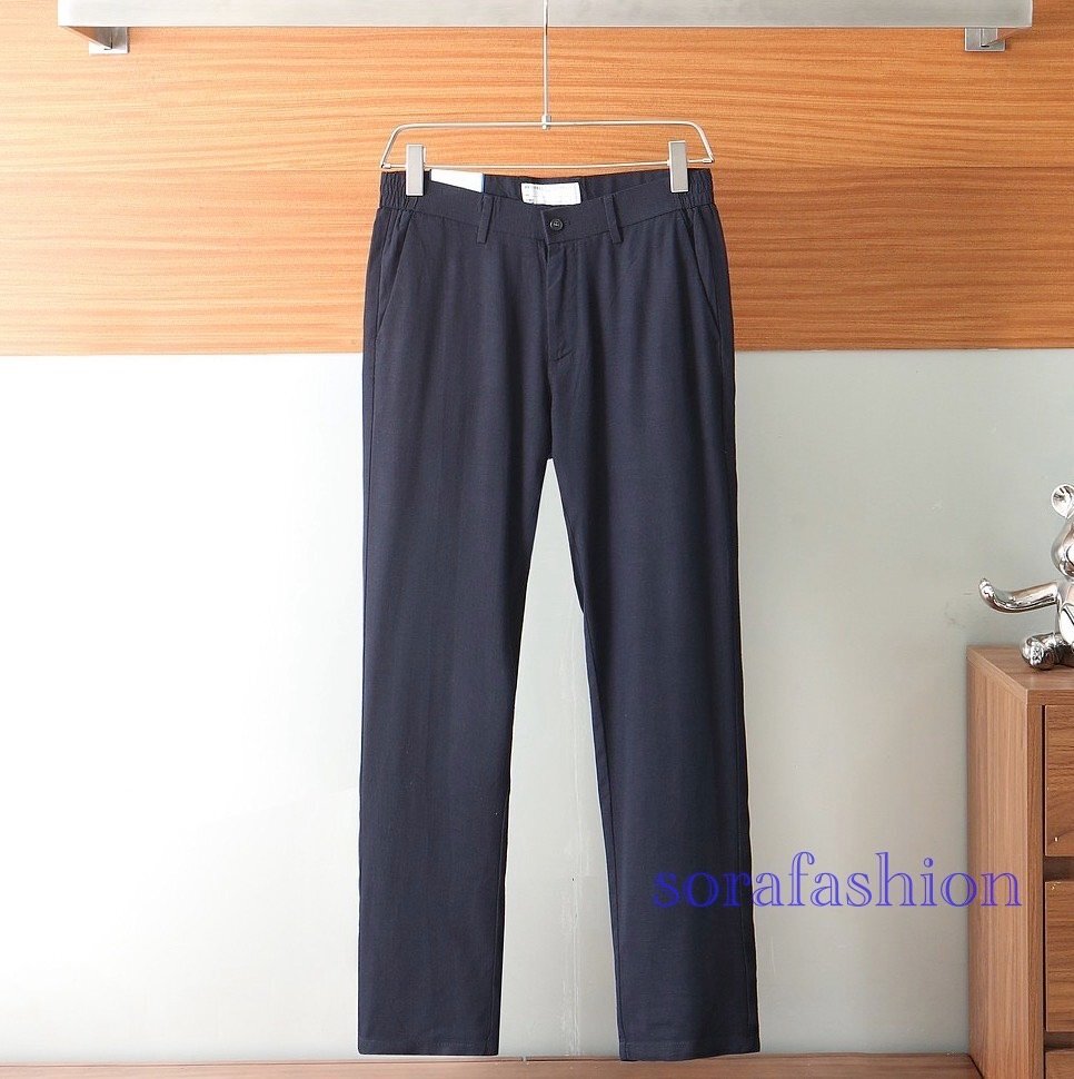 BRUNELLO CUCINELLI ブルネロ クチネリ メンズリネンスラックスパンツ W35 ブラック 長ズボン フォマールスーツ ロング丈 カジュアル 麻拍卖