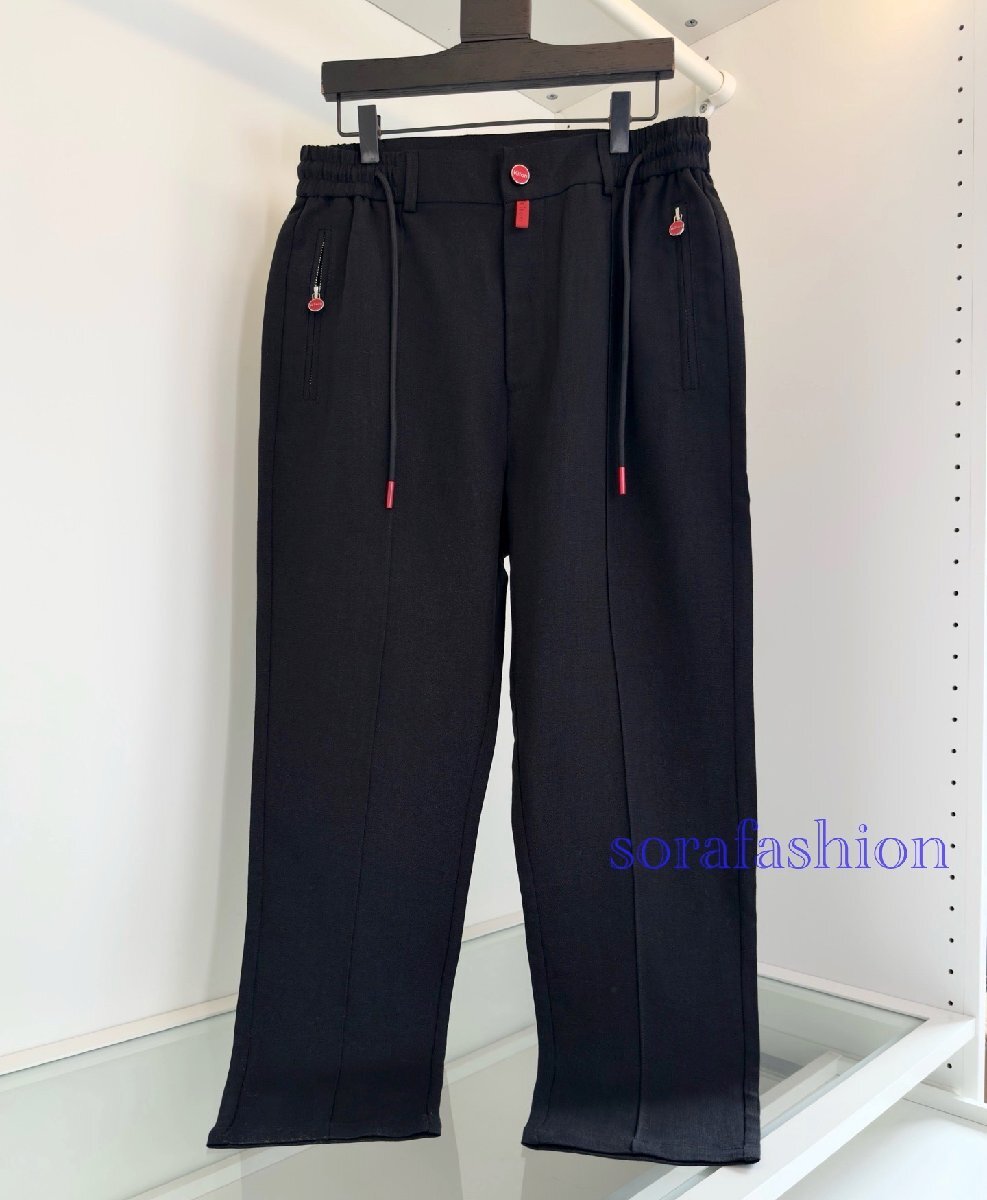 KITON キトン メンズリネンパンツ カジュアルパンツ ロングパンツ XL ブラック 長ズボン スラックス ストレートパンツ 紳士服 麻 吸湿速乾拍卖