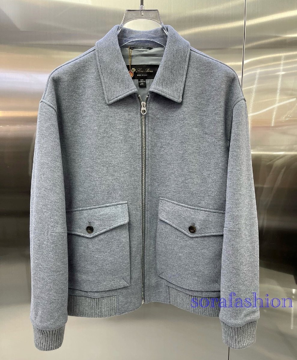 Loro Piana ロロピアーナ メンズジャケット ブルゾン グレー 2XL ジップアップ スカジャン アウターコート ジャンパー ウール 秋冬 紳士服拍卖